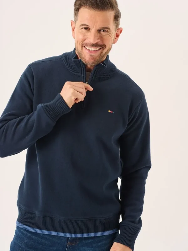 Quba & Co Dark Navy Lifestyle Windproof Zip Neck Jumper - Koltson Online