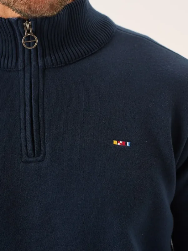 Quba & Co Dark Navy Lifestyle Windproof Zip Neck Jumper - Koltson Online