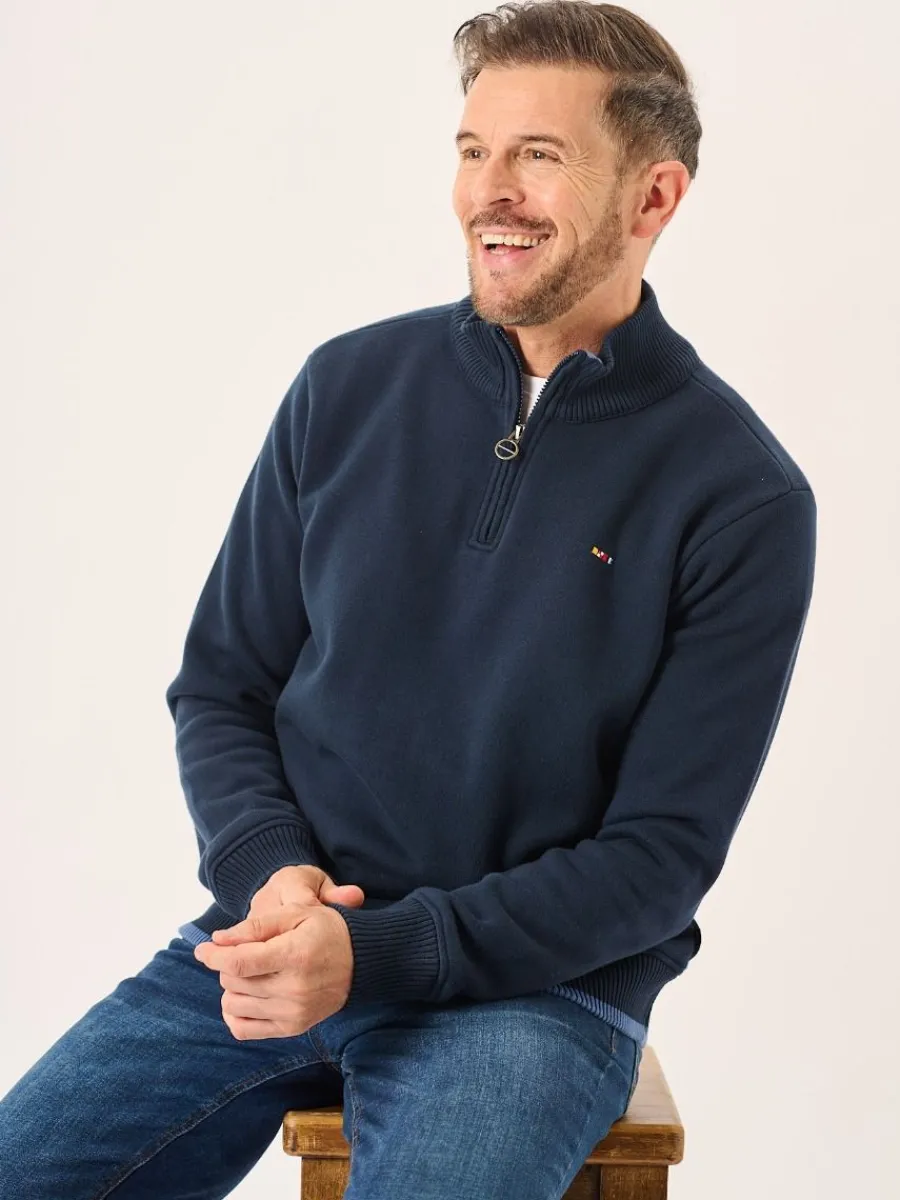 dark_navy_lifestyle_windp_2.webp Quba & Co Dark Navy Lifestyle Windproof Zip Neck Jumper - Koltson Online