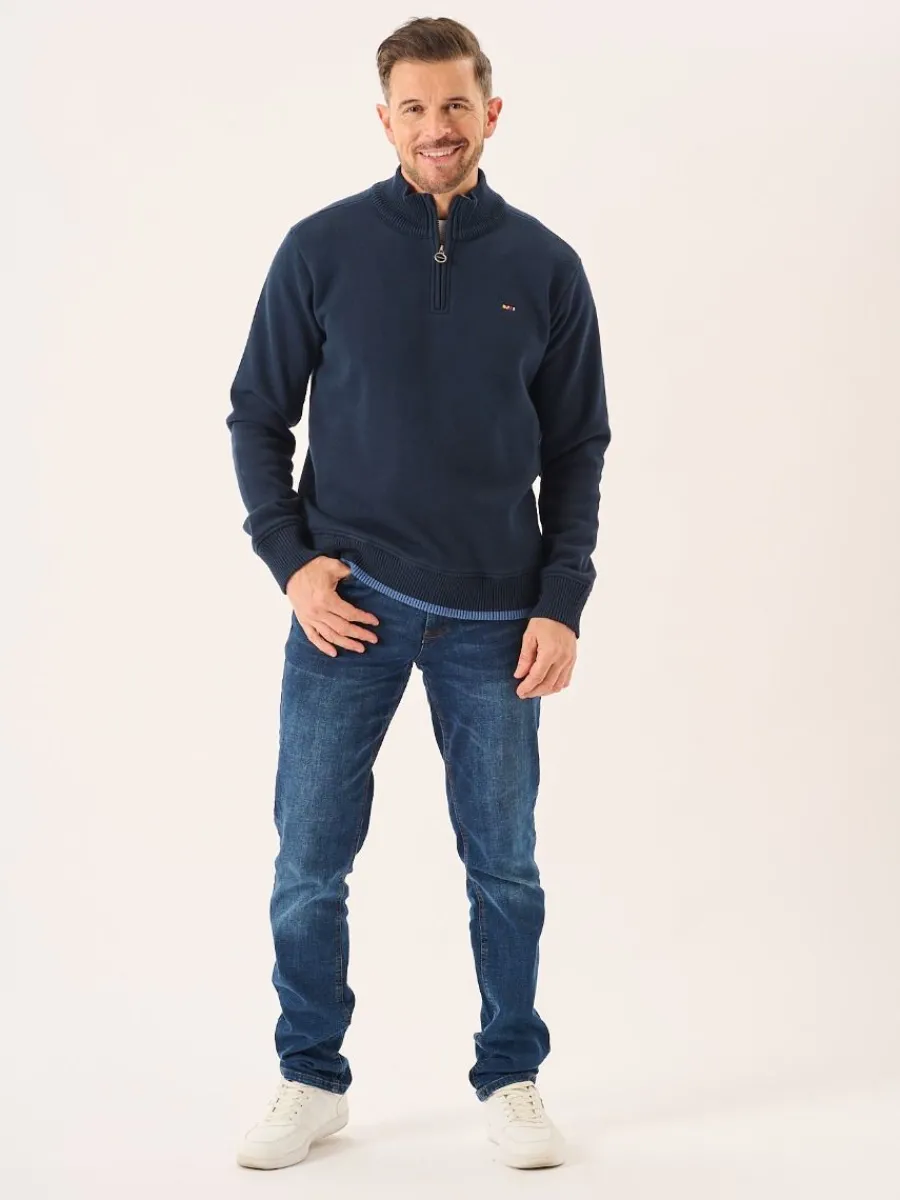 dark_navy_lifestyle_windp_3.webp Quba & Co Dark Navy Lifestyle Windproof Zip Neck Jumper - Koltson Online