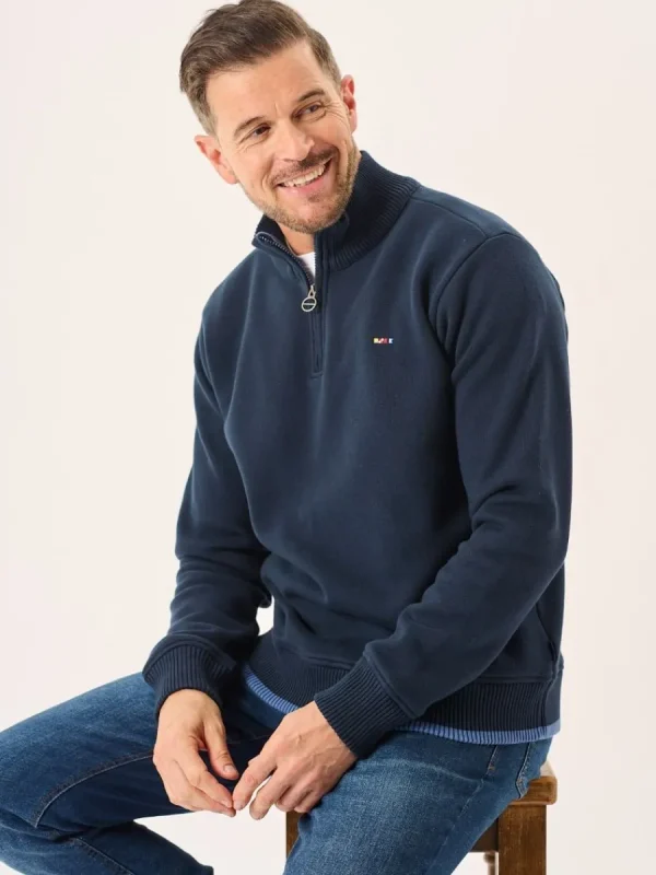 Quba & Co Dark Navy Lifestyle Windproof Zip Neck Jumper - Koltson Online