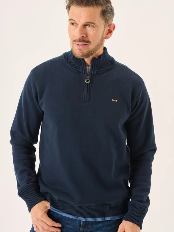 Quba & Co Dark Navy Lifestyle Windproof Zip Neck Jumper - Koltson Online