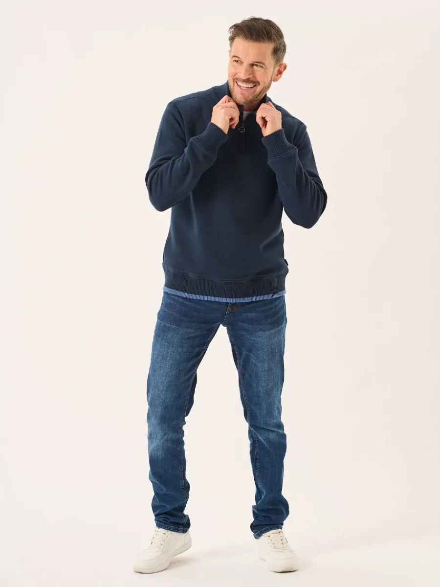 dark_navy_lifestyle_windp_6.webp Quba & Co Dark Navy Lifestyle Windproof Zip Neck Jumper - Koltson Online