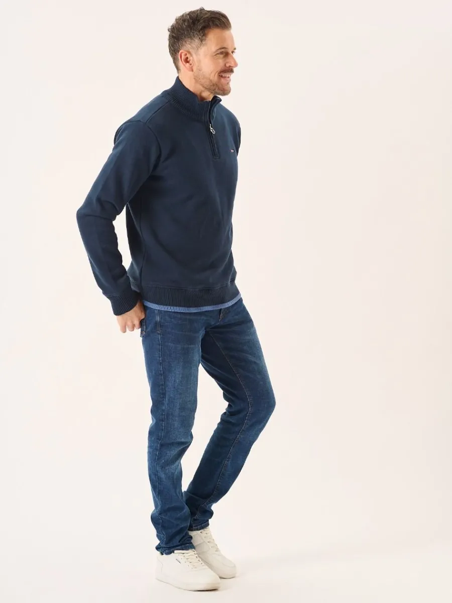 dark_navy_lifestyle_windp_7.webp Quba & Co Dark Navy Lifestyle Windproof Zip Neck Jumper - Koltson Online