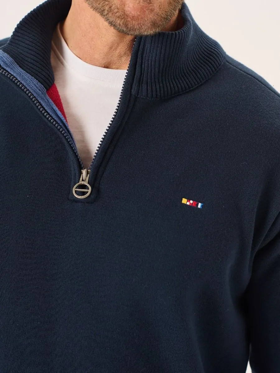 dark_navy_lifestyle_windp_9.webp Quba & Co Dark Navy Lifestyle Windproof Zip Neck Jumper - Koltson Online