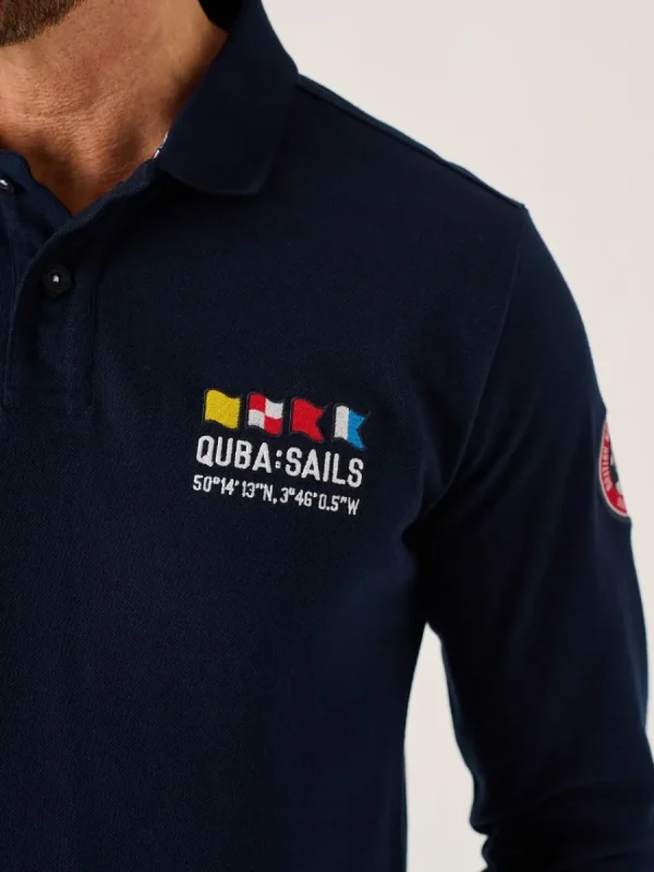 Quba & Co Dark Navy Long Sleeve X-Series Polo Shirt - Drexler Hot