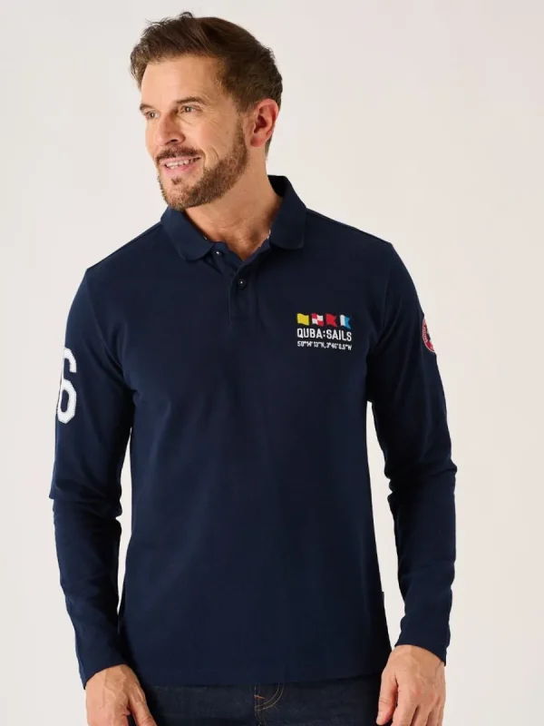 Quba & Co Dark Navy Long Sleeve X-Series Polo Shirt - Drexler Hot