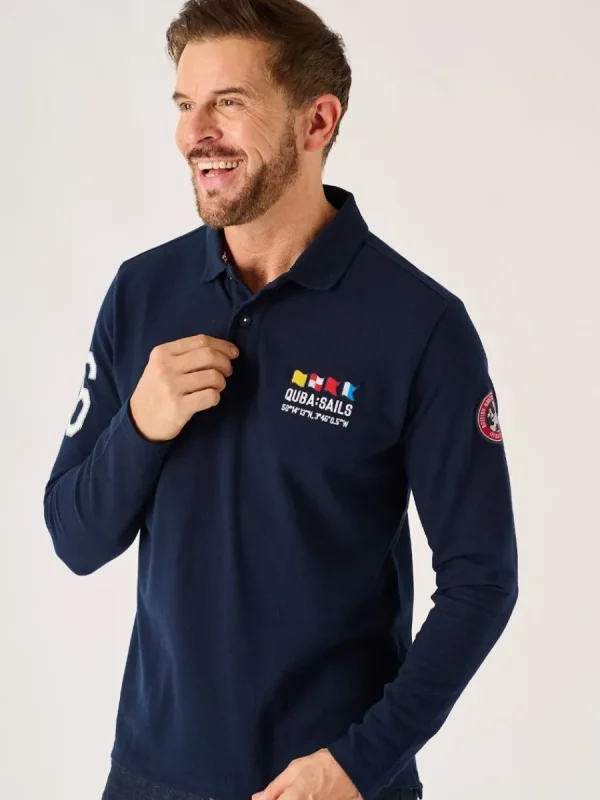 Quba & Co Dark Navy Long Sleeve X-Series Polo Shirt - Drexler Hot