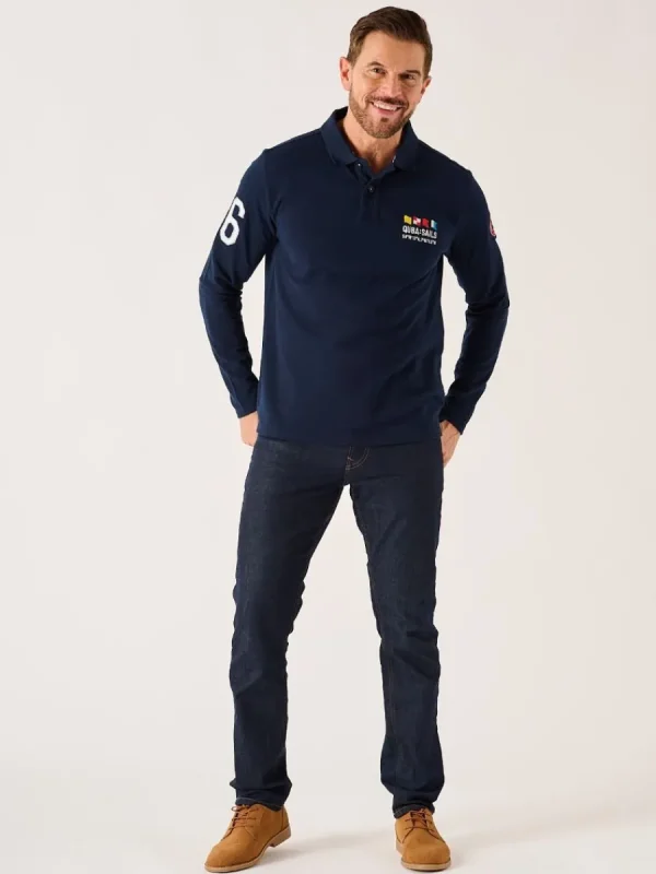 Quba & Co Dark Navy Long Sleeve X-Series Polo Shirt - Drexler Hot