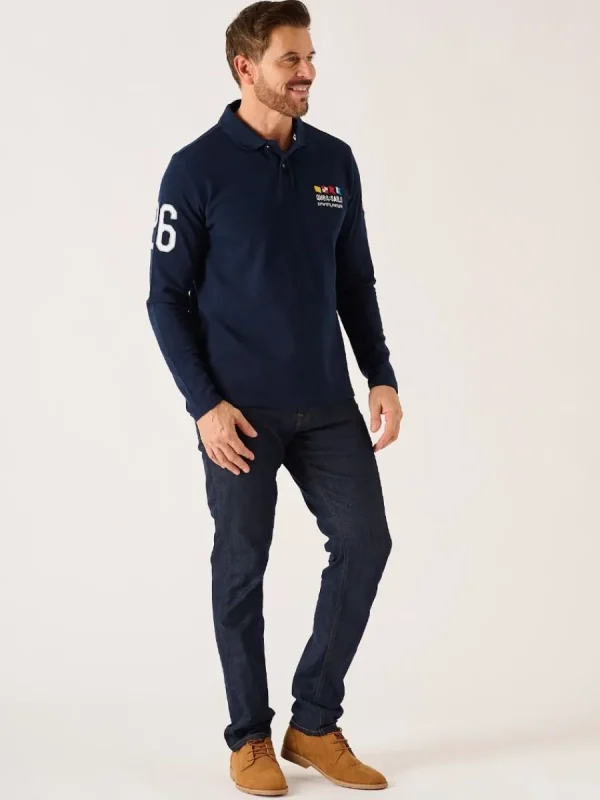 Quba & Co Dark Navy Long Sleeve X-Series Polo Shirt - Drexler Hot