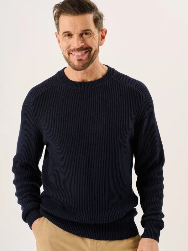 Quba & Co Dark Navy Textured Rib Knit Lifestyle Jumper - Hancock (Size XXL) Sale