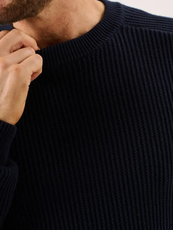 Quba & Co Dark Navy Textured Rib Knit Lifestyle Jumper - Hancock (Size XXL) Sale