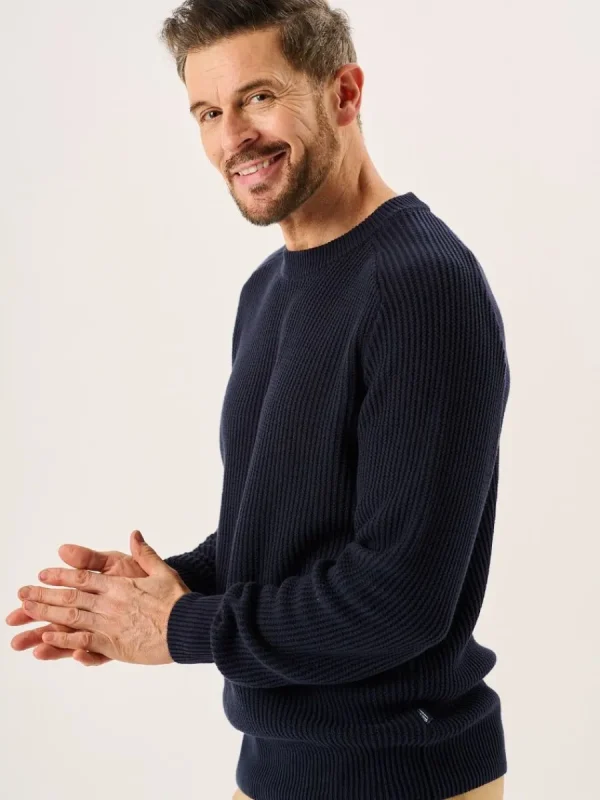 Quba & Co Dark Navy Textured Rib Knit Lifestyle Jumper - Hancock (Size XXL) Sale