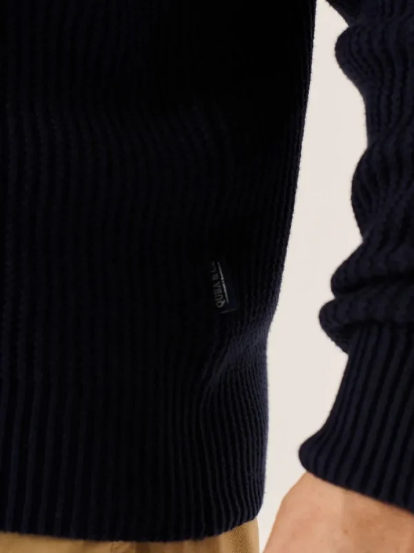 Quba & Co Dark Navy Textured Rib Knit Lifestyle Jumper - Hancock (Size XXL) Sale