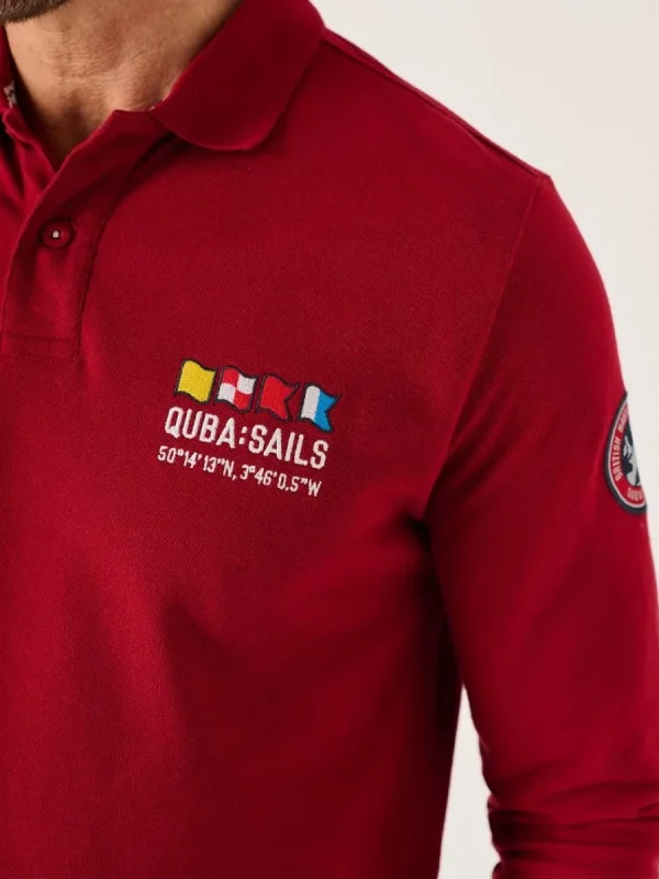 Quba & Co Dark Red Long Sleeve X-Series Polo Shirt - Drexler New