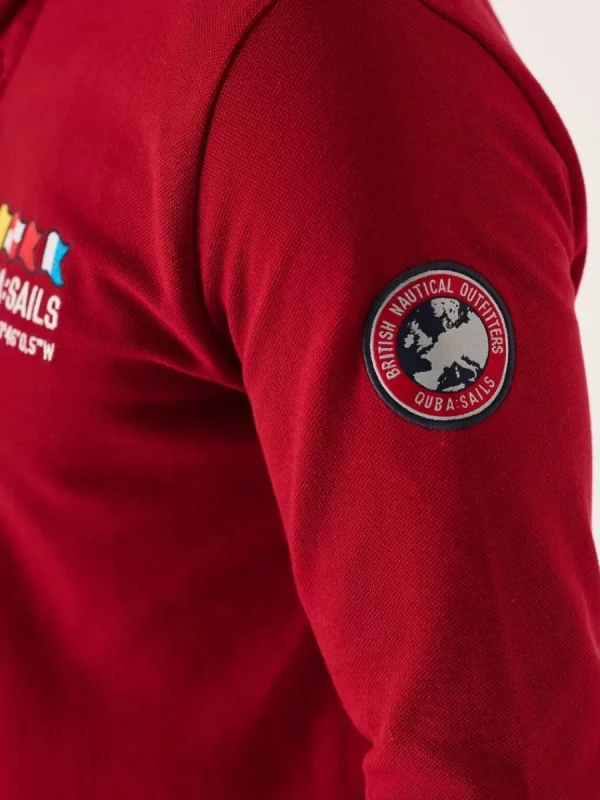 Quba & Co Dark Red Long Sleeve X-Series Polo Shirt - Drexler New