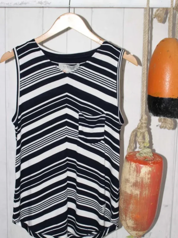 Quba & Co Dore Chevron Navy and White Stripe Vest Online