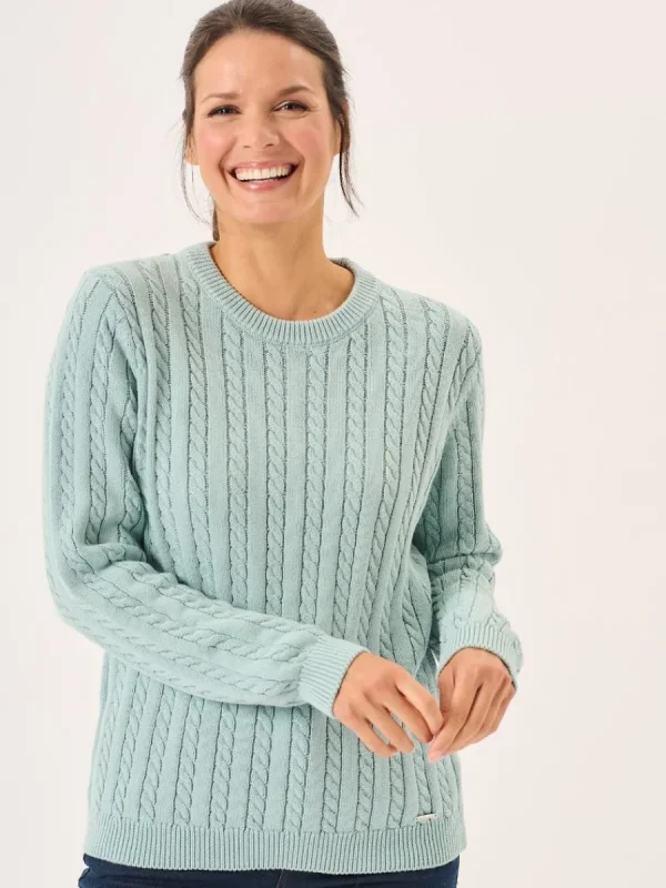 Quba & Co Dusty Aqua Cotton Cable Knit Jumper - Calla New