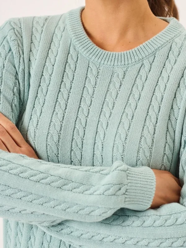 Quba & Co Dusty Aqua Cotton Cable Knit Jumper - Calla New