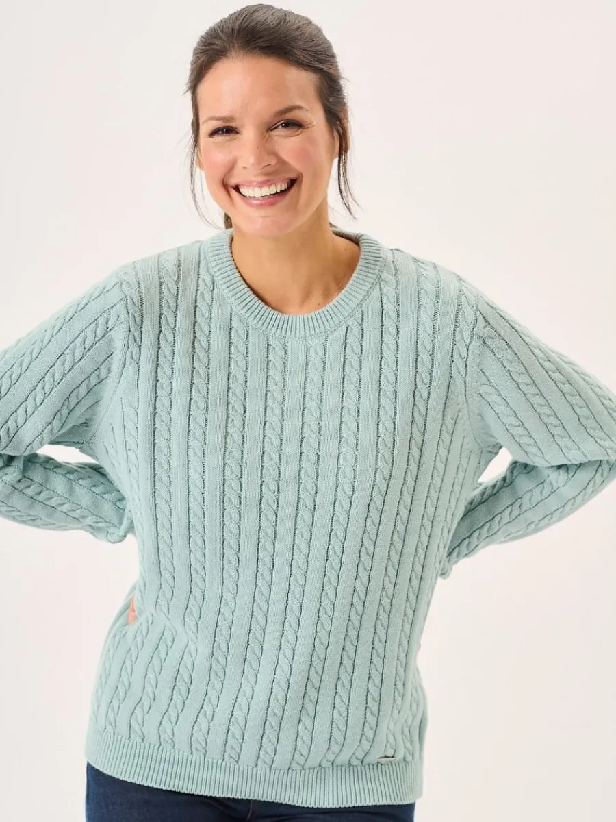 dusty_aqua_cotton_cable_k_2.webp Quba & Co Dusty Aqua Cotton Cable Knit Jumper - Calla New