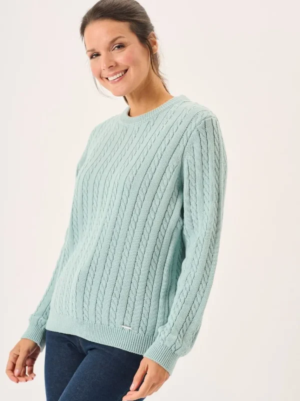 Quba & Co Dusty Aqua Cotton Cable Knit Jumper - Calla New