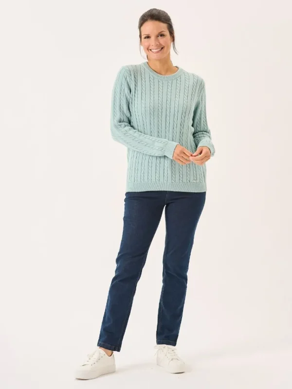 Quba & Co Dusty Aqua Cotton Cable Knit Jumper - Calla New