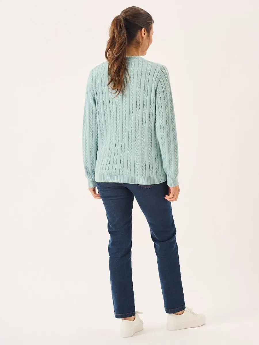 dusty_aqua_cotton_cable_k_6.webp Quba & Co Dusty Aqua Cotton Cable Knit Jumper - Calla New