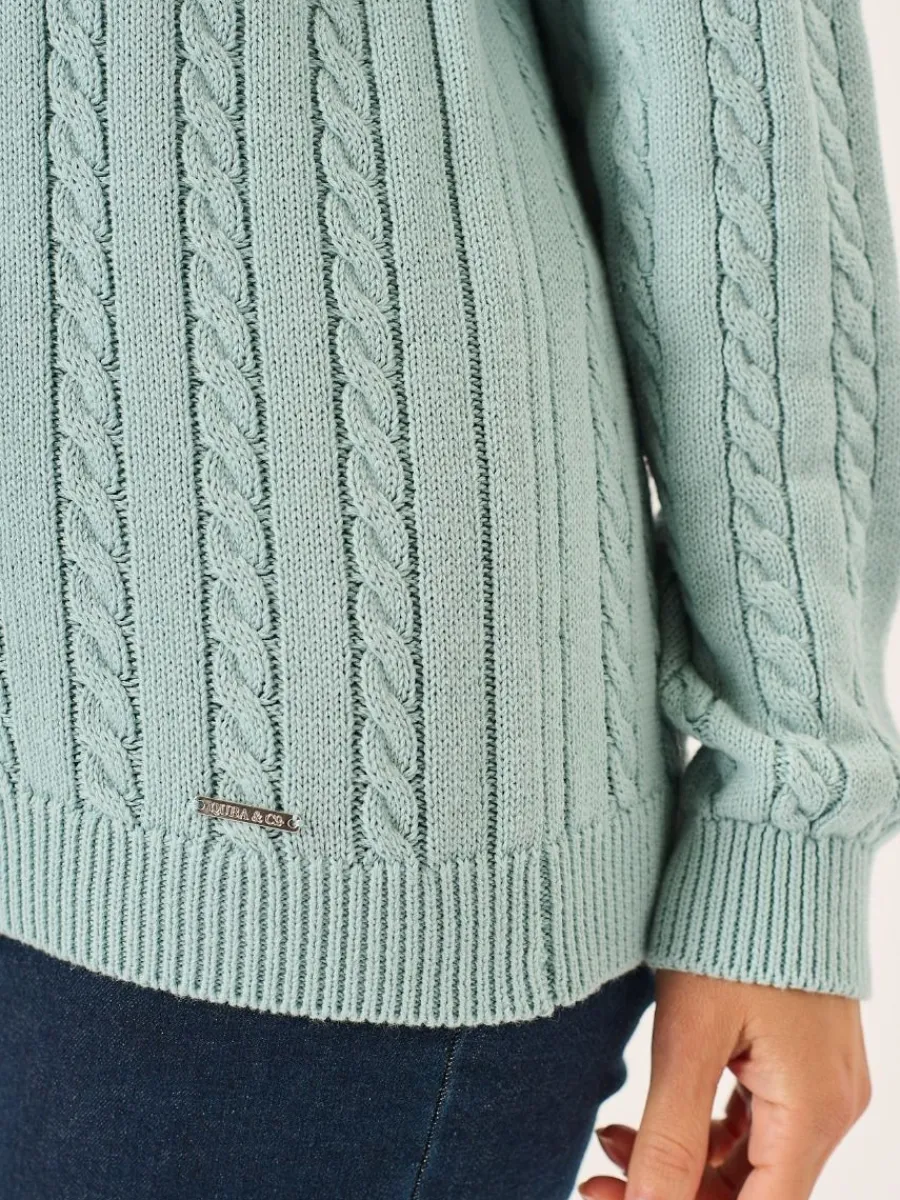 dusty_aqua_cotton_cable_k_7.webp Quba & Co Dusty Aqua Cotton Cable Knit Jumper - Calla New