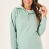 Quba & Co Dusty Aqua Zip Neck Collared Sweatshirt - Garcelle Online