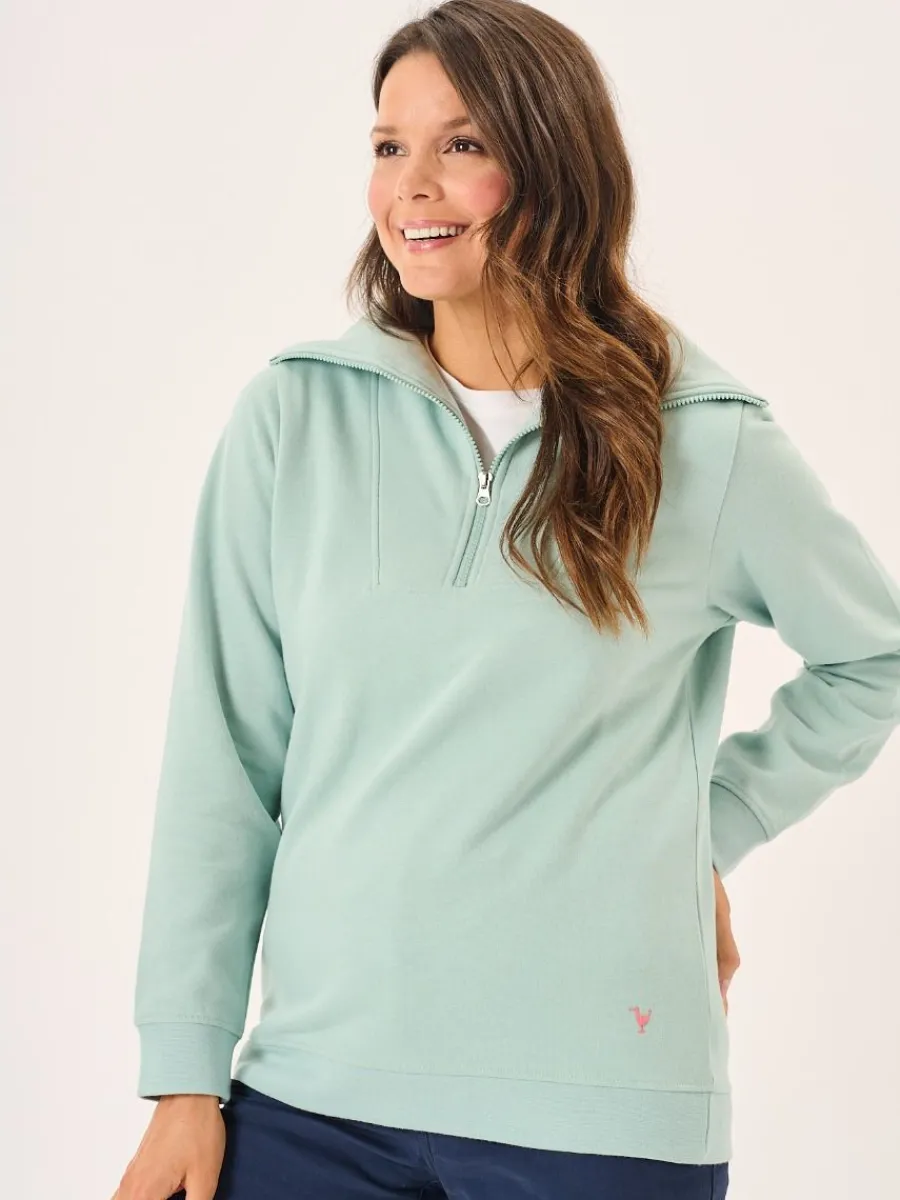 dusty_aqua_zip_neck_colla_3.webp Quba & Co Dusty Aqua Zip Neck Collared Sweatshirt - Garcelle Online