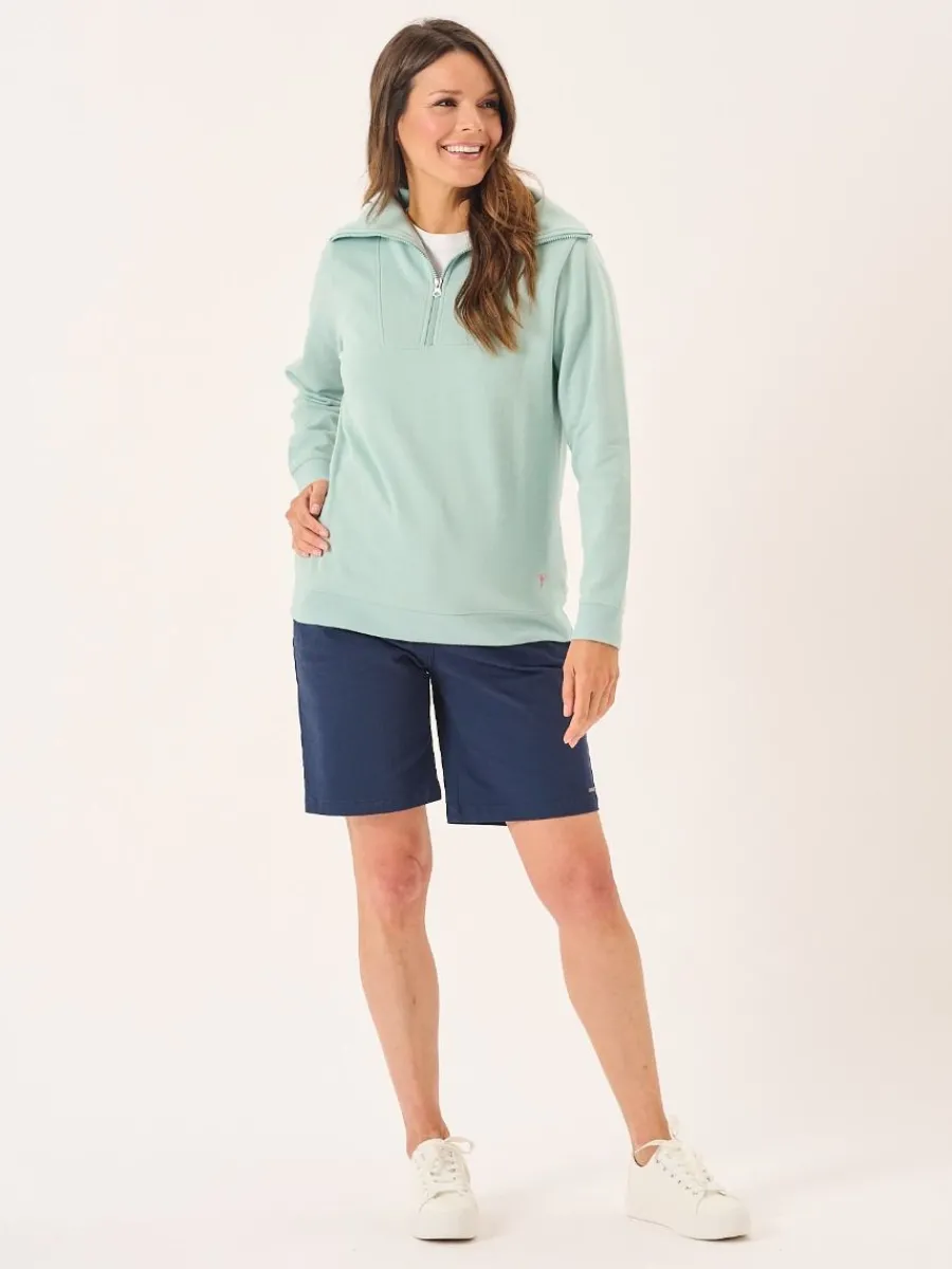 dusty_aqua_zip_neck_colla_4.webp Quba & Co Dusty Aqua Zip Neck Collared Sweatshirt - Garcelle Online