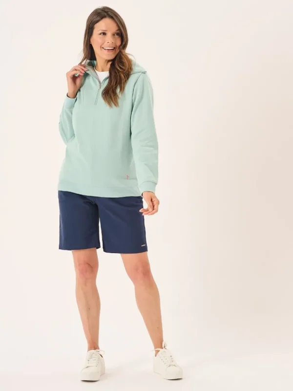 Quba & Co Dusty Aqua Zip Neck Collared Sweatshirt - Garcelle Online