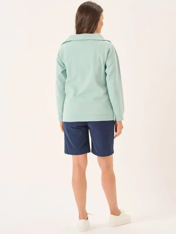 Quba & Co Dusty Aqua Zip Neck Collared Sweatshirt - Garcelle Online