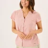 Quba & Co Dusty Pink Notch Neck Spotted Shirt - Adrienne New