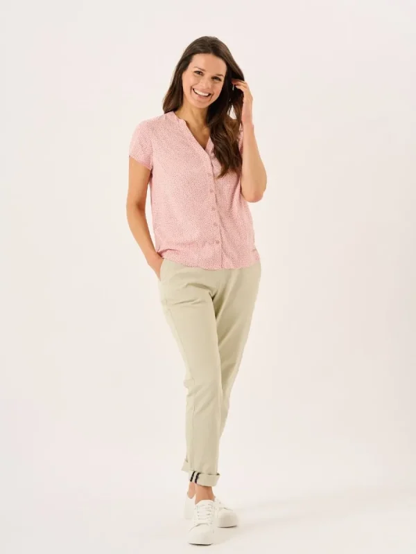 Quba & Co Dusty Pink Notch Neck Spotted Shirt - Adrienne New