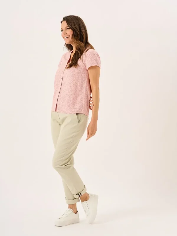 Quba & Co Dusty Pink Notch Neck Spotted Shirt - Adrienne New