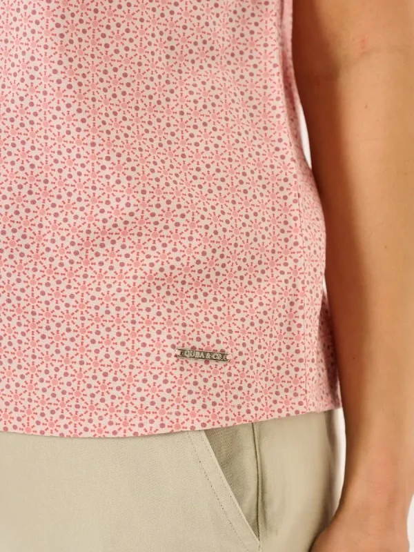 Quba & Co Dusty Pink Notch Neck Spotted Shirt - Adrienne New