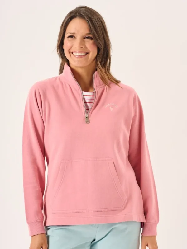 Quba & Co Dusty Rose Pink Zip Neck Sweatshirt - Carlie Best