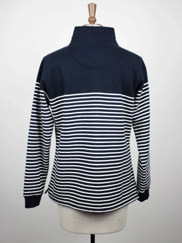 Quba & Co Everly Striped 1/4 Zip Sweatshirt In Navy And White Stripe Sale