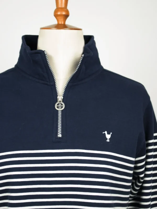 Quba & Co Everly Striped 1/4 Zip Sweatshirt In Navy And White Stripe Sale