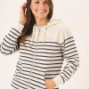 Quba & Co Foam And Navy Striped Quba And Co Zip Through Hoodie - Tinsley Online