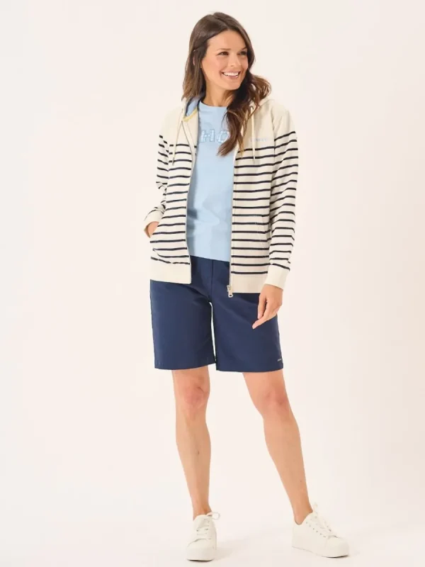 Quba & Co Foam And Navy Striped Quba And Co Zip Through Hoodie - Tinsley Online