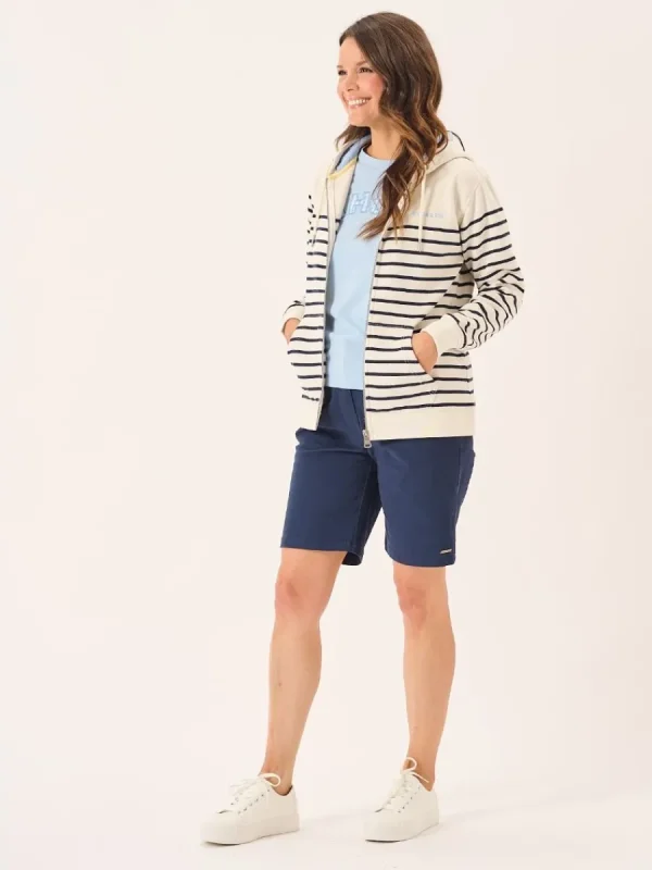 Quba & Co Foam And Navy Striped Quba And Co Zip Through Hoodie - Tinsley Online