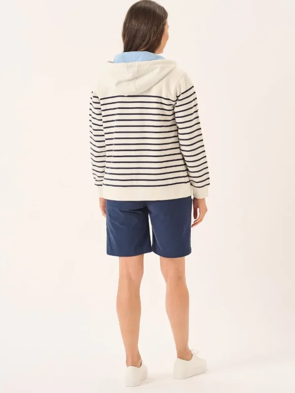 Quba & Co Foam And Navy Striped Quba And Co Zip Through Hoodie - Tinsley Online