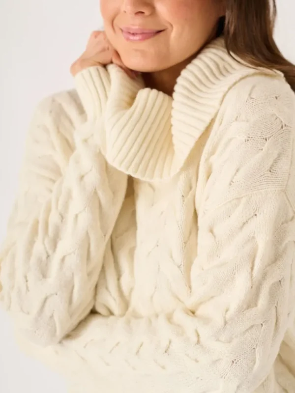 Quba & Co Foam White Chunky Cowl Neck Lambswool Jumper - Carmine Outlet