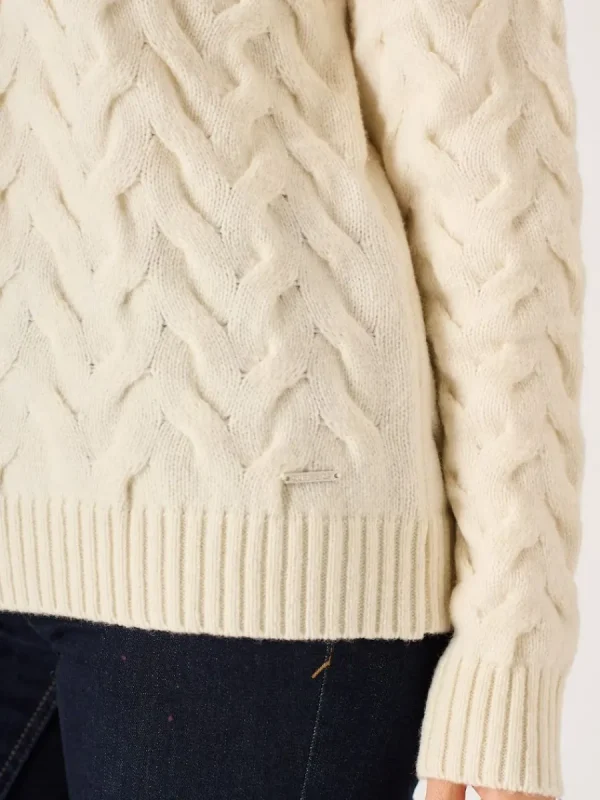 Quba & Co Foam White Chunky Cowl Neck Lambswool Jumper - Carmine Outlet