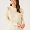 Quba & Co Foam White Diamond Cable Knit Jumper - Emmy Fashion