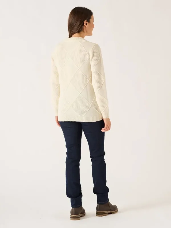 Quba & Co Foam White Diamond Cable Knit Jumper - Emmy Fashion
