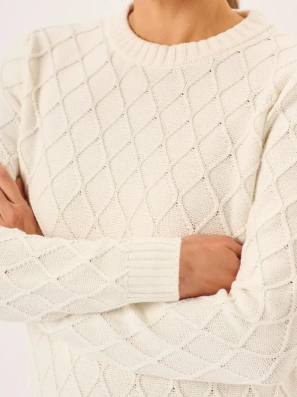 Quba & Co Foam White Textured Knitted Jumper - Lavina Outlet