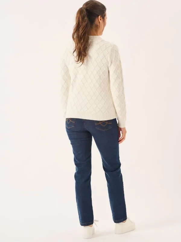 Quba & Co Foam White Textured Knitted Jumper - Lavina Outlet